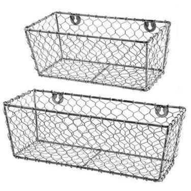 Set of 2 Chicken Wire Wall Baskets - The Fox Decor